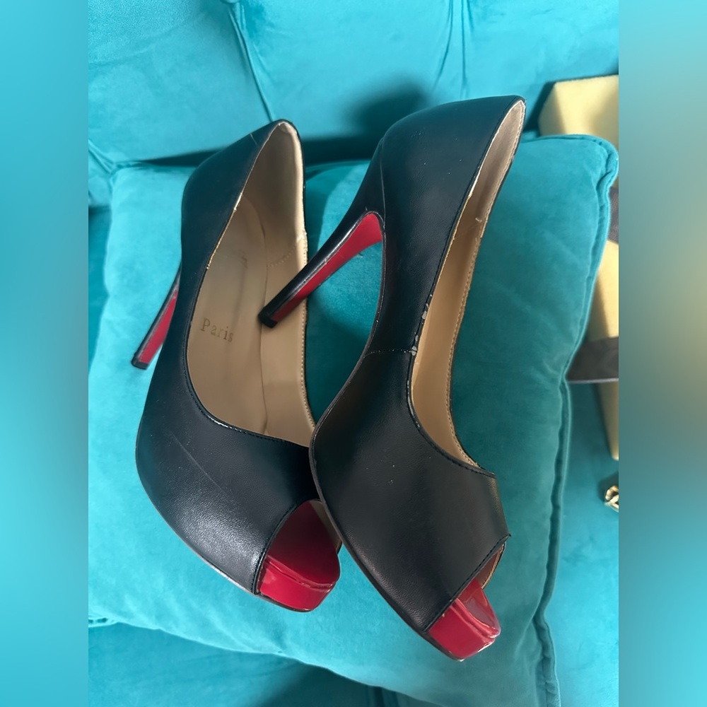 Elegant Black and Red Peep-Toe Heels